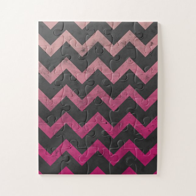 Quebra-cabeça Padrão de chevron rosa magenta vermelho ombre cinz (Vertical)