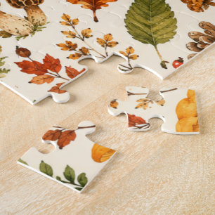 Quebra-cabeça Padrão de Cogumelo Outonal em Aquarela