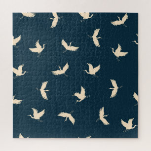 Quebra-cabeça Padrão de colheita de guindastes japoneses Silhoue