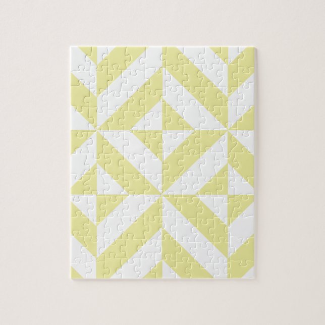 Quebra-cabeça Padrão de Cubo Geométrico Deco Amarelo Pálido (Vertical)