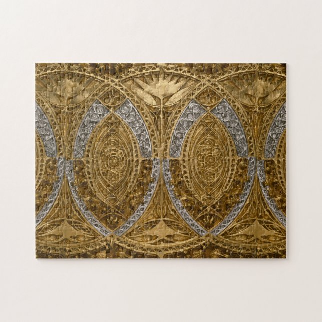 Quebra-cabeça Padrão De Deco De Arte De Prata E Dourada (Horizontal)