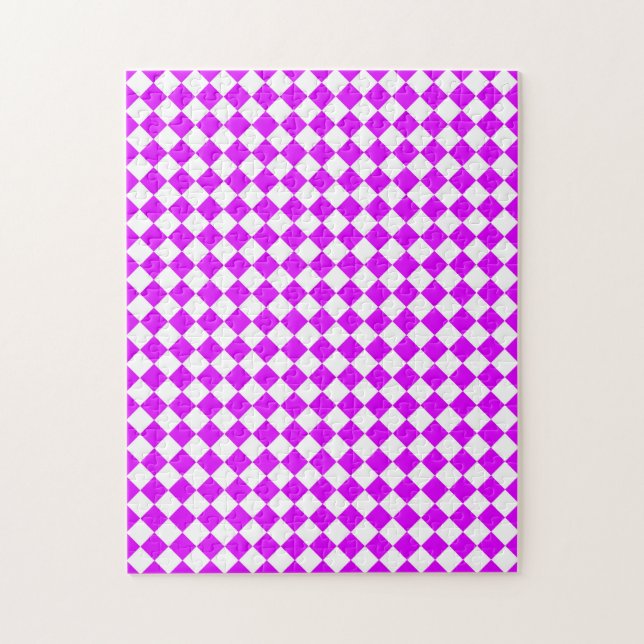 Quebra-cabeça Padrão de Diamante do Verificador Branco Roxo (Vertical)