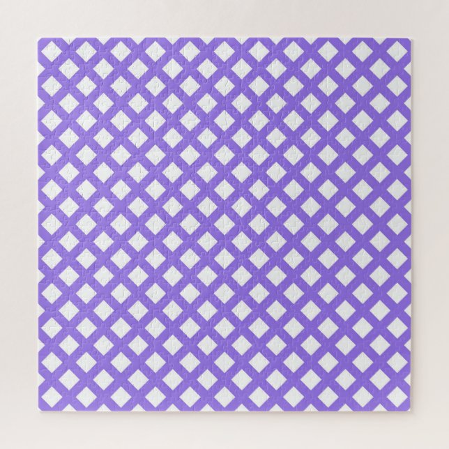 Quebra-cabeça Padrão de Diamante Xadrez Branco Roxo (Vertical)