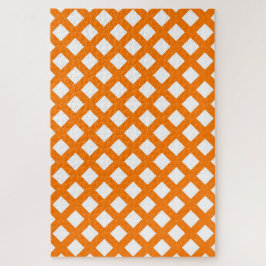 Quebra-cabeça Padrão de Diamante Xadrez Laranja Branco
