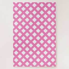Quebra-cabeça Padrão de Diamante Xadrez Rosa Branco