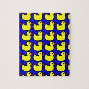 Quebra-cabeça Padrão de Ducky Amarelo Brito Brilhante em Azul