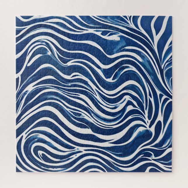 Quebra-cabeça Padrão de espiral branco azul 06 (Vertical)