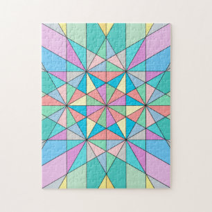 Quebra-cabeça Padrão de Estrela Triangular Mosaico Pastel Retro
