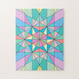 Quebra-cabeça Padrão de Estrela Triangular Mosaico Pastel Retro