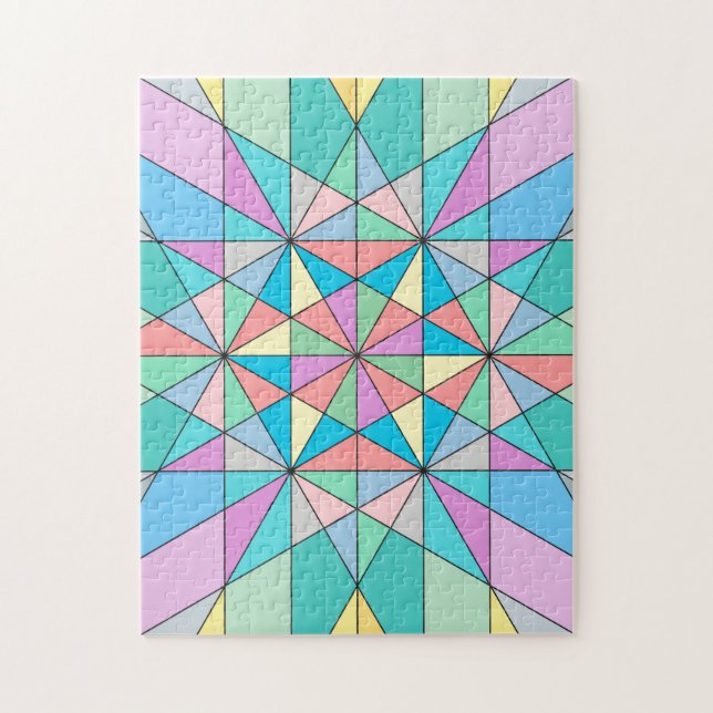 Quebra-cabeça Padrão de Estrela Triangular Mosaico Pastel Retro  (Vertical)