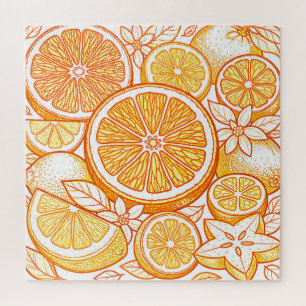 Quebra-cabeça Padrão de Fatia de Laranja Cítrica Vibrante