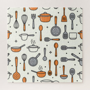 Quebra-cabeça Padrão de Ferramentas de Cozinha Fofas