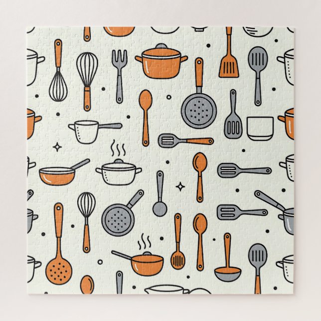 Quebra-cabeça Padrão de Ferramentas de Cozinha Fofas  (Vertical)