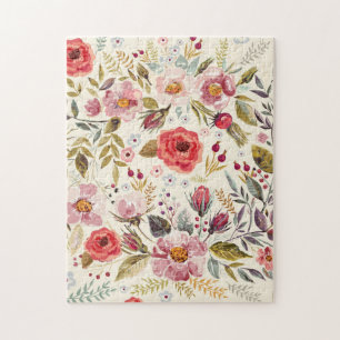 Quebra-cabeça Padrão De Flor Botânica Elegante