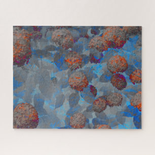 Quebra-cabeça Padrão de flor de cor laranja azul arte digital