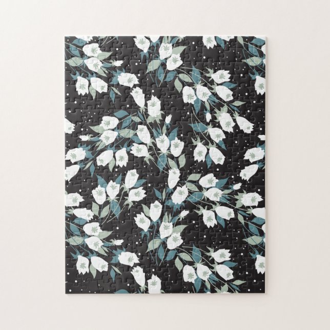 Quebra-cabeça Padrão de Flor de Tulipas Elegante - Plano de Fund (Vertical)