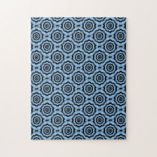 Quebra-cabeça Padrão de Flor Preto Azul Invisível