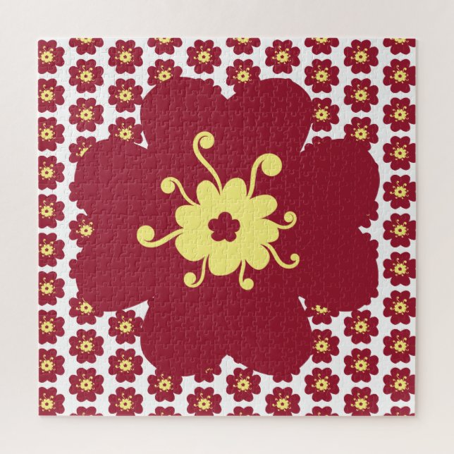 Quebra-cabeça Padrão de Flor Vermelha Frustrante (Vertical)