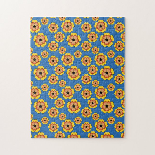 Quebra-cabeça Padrão de Flores de Laranja Amarelo (Vertical)