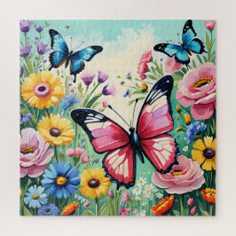 Quebra-cabeça Padrão de Flores de Mola Vibrantes de Aquarela