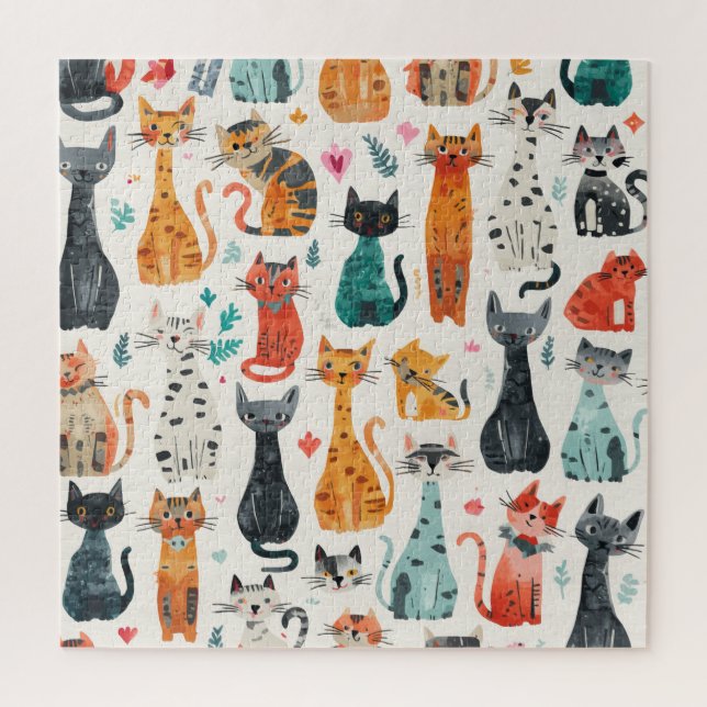 Quebra-cabeça Padrão de Gatinhos (Vertical)