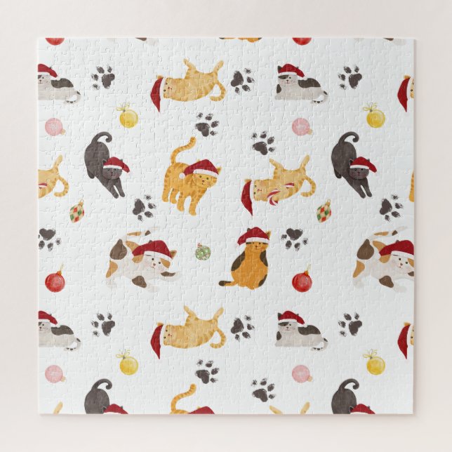 Quebra-cabeça Padrão de Gato de Férias Fofo (Vertical)