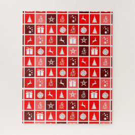 Quebra-cabeça Padrão de Grade de Natal Vermelho Minimalista Mode