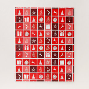 Quebra-cabeça Padrão de Grade de Natal Vermelho Minimalista Mode