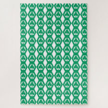 Padrão de Hexágono Branco Verde Trevo