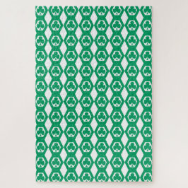 Quebra-cabeça Padrão de Hexágono Branco Verde Trevo