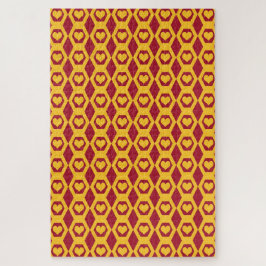 Quebra-cabeça Padrão de Hexágono Dourado Garnet Corações