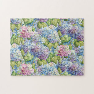 Quebra-cabeça Padrão de Hydrangea Azul Floral