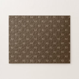 Quebra-cabeça Padrão de Iniciais do Classy Brown & Beige Monogra