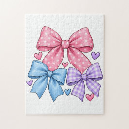 Quebra-cabeça Padrão de Laço de Fita Fofo – Laço Rosa Azul e Rox