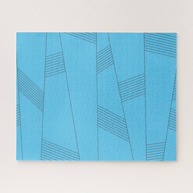 Quebra-cabeça Padrão de linha abstrato azul, simples, elegante (Horizontal)