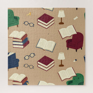 Quebra-cabeça Padrão de Livros de Cantinho de Leitura Aconchegan
