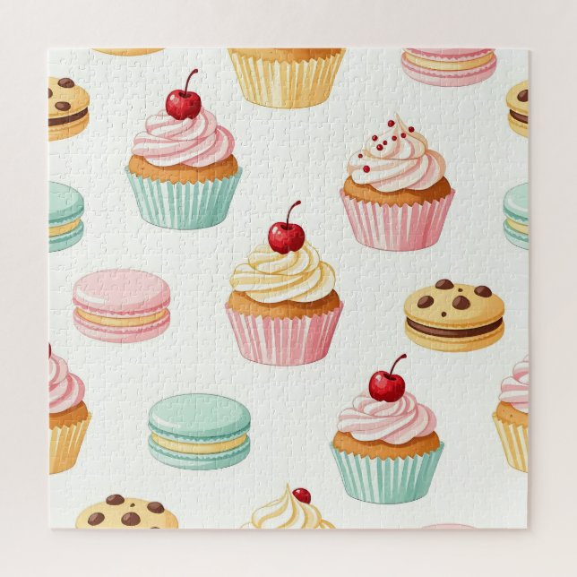 Quebra-cabeça Padrão de Macaron de Cupcake Doce (Vertical)
