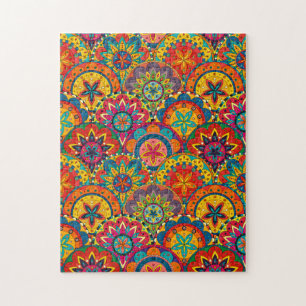 Quebra-cabeça Padrão de Mandala Colorida Retroativa Funky