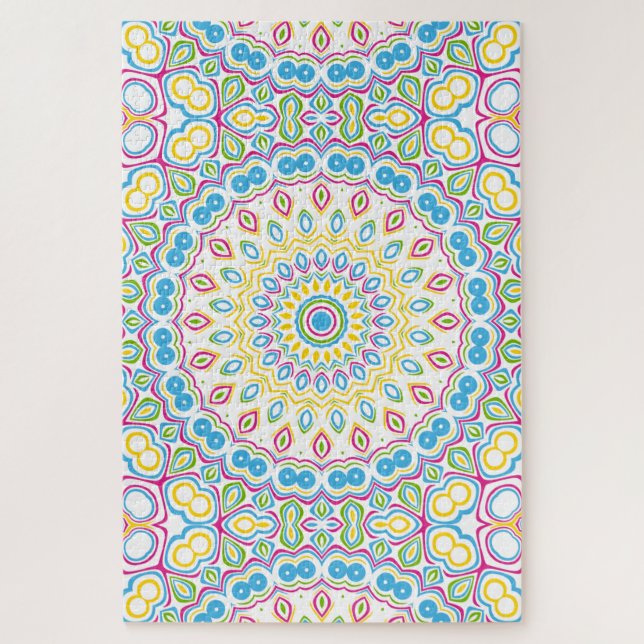 Quebra-cabeça Padrão de Mandala Multicolorido Colorido (Vertical)
