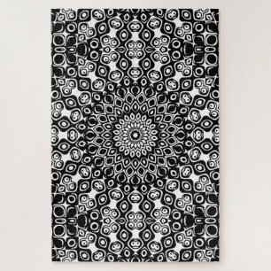 Quebra-cabeça Padrão de Mandala Preto e Branco