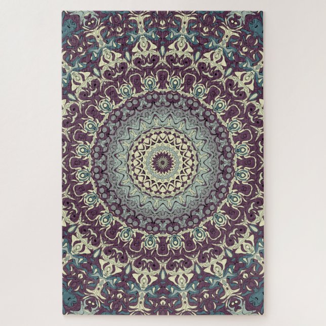 Quebra-cabeça Padrão de Medalhões Kaleidoscópicos Sombrio e Funk (Vertical)