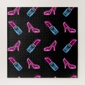 Quebra-cabeça Padrão de Moda com Ícones de Neon.
