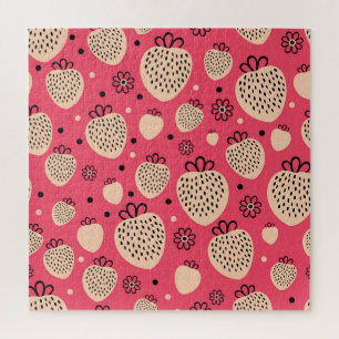 Quebra-cabeça Padrão de morango cor-de-rosa: design doce sem cos