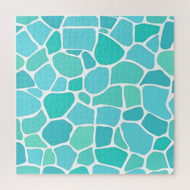 Quebra-cabeça Padrão de Mosaico de Vidro Marinho Turquesa Água (Vertical)