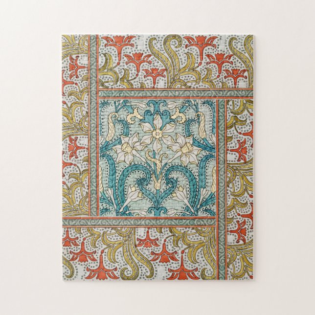 Quebra-cabeça Padrão de Narciso Art Nouveau Antigo Verneuil (Vertical)