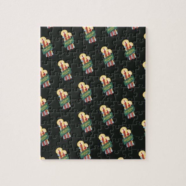 Quebra-cabeça Padrão de Natal Antigo, Velas Alegria de Feriado (Vertical)