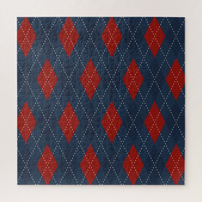 Quebra-cabeça Padrão de Natal Real Blue Argyle (Vertical)