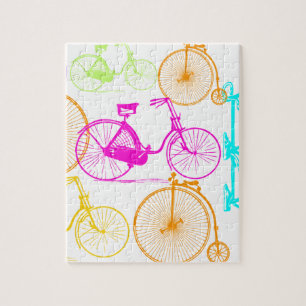 Quebra-cabeça Padrão de Neon de Cor Brilhante de Bicicleta Moder