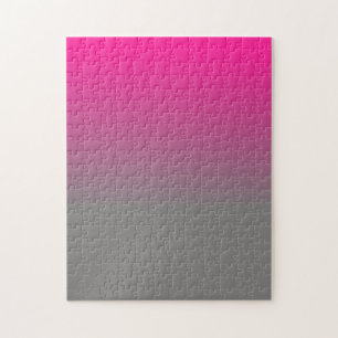 Quebra-cabeça Padrão de Ombre Rosa Profundo e Cinza
