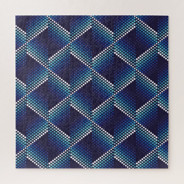 Quebra-cabeça Padrão de Onda Geométrica dos Tons Azuis (Vertical)